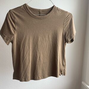 Brown, Lululemon Cropped shirt, Size 4
